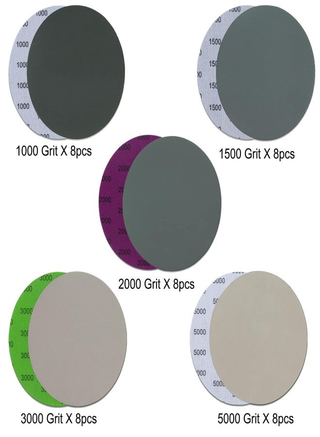 POLIWELL 6 Inch (150mm) Wet Dry Sanding Discs Assorted Grit 1000/1500/2000/3000/5000 with Interface Pad Waterproof Hook & Loop Sandpaper Silicon Carbide for Sanding Grinder Polishing, 40 Pack - Image 5